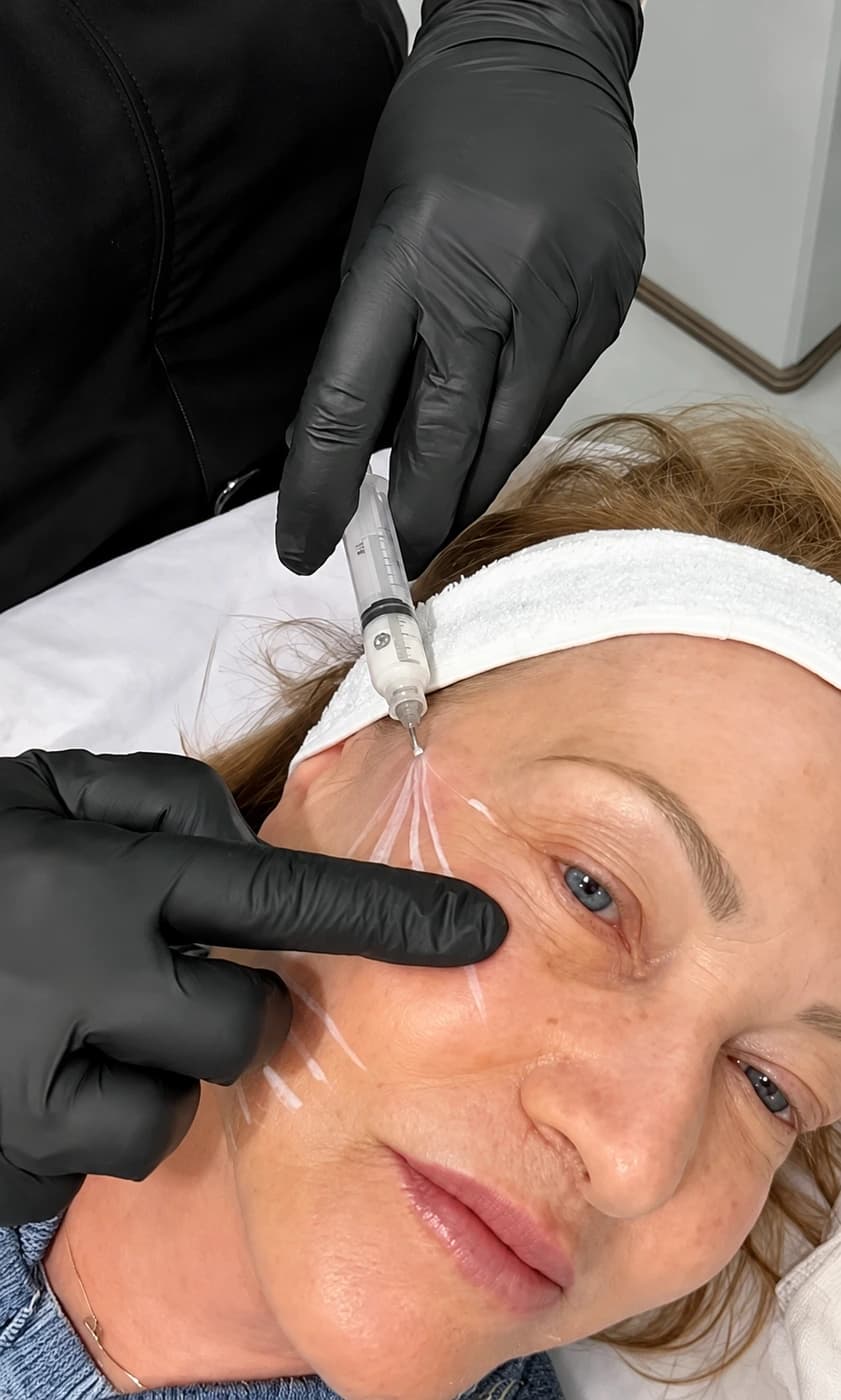 Aplicação facial com marcações de planejamento